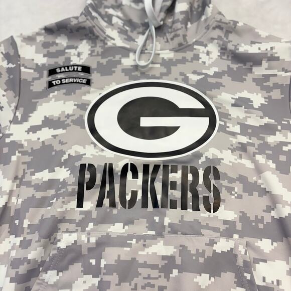 Green Bay Packers Men's NFL Salute to Service Gray Camo Hoodie Size L - Picture 7 of 10